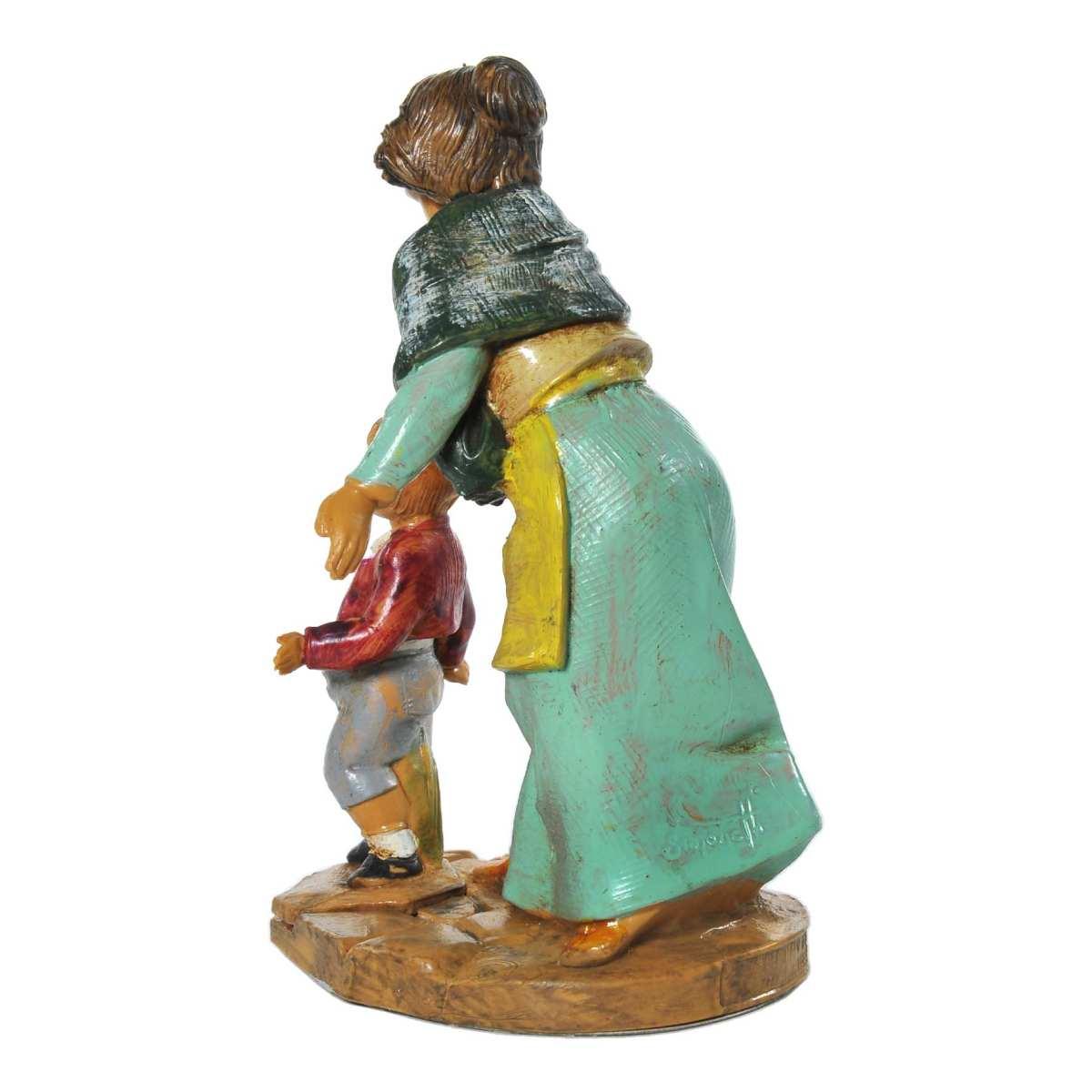 Statua cm.12 Pastorella con Bambino Levana e Barak | Fontanini