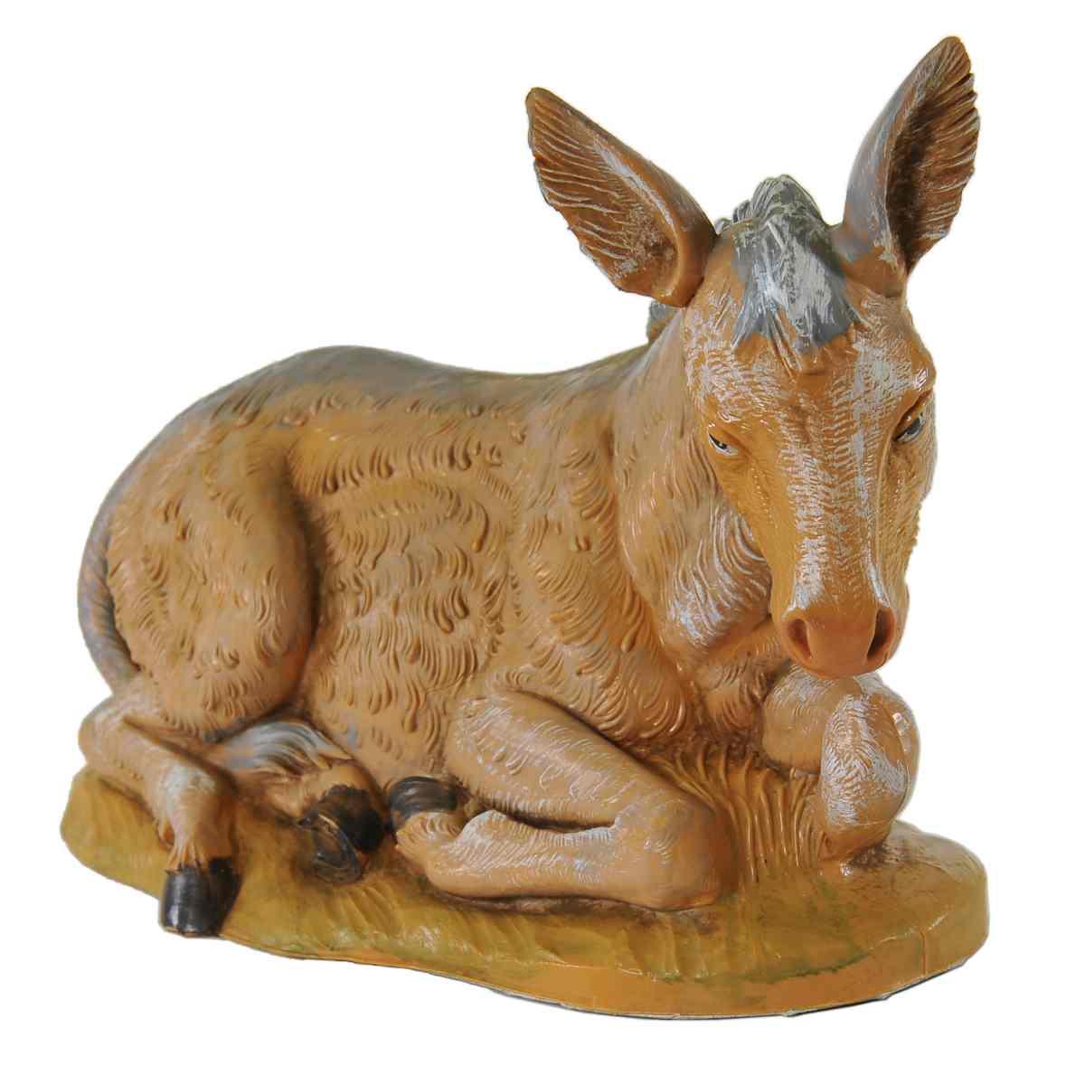 Statua presepe 30 cm asino sdraiato