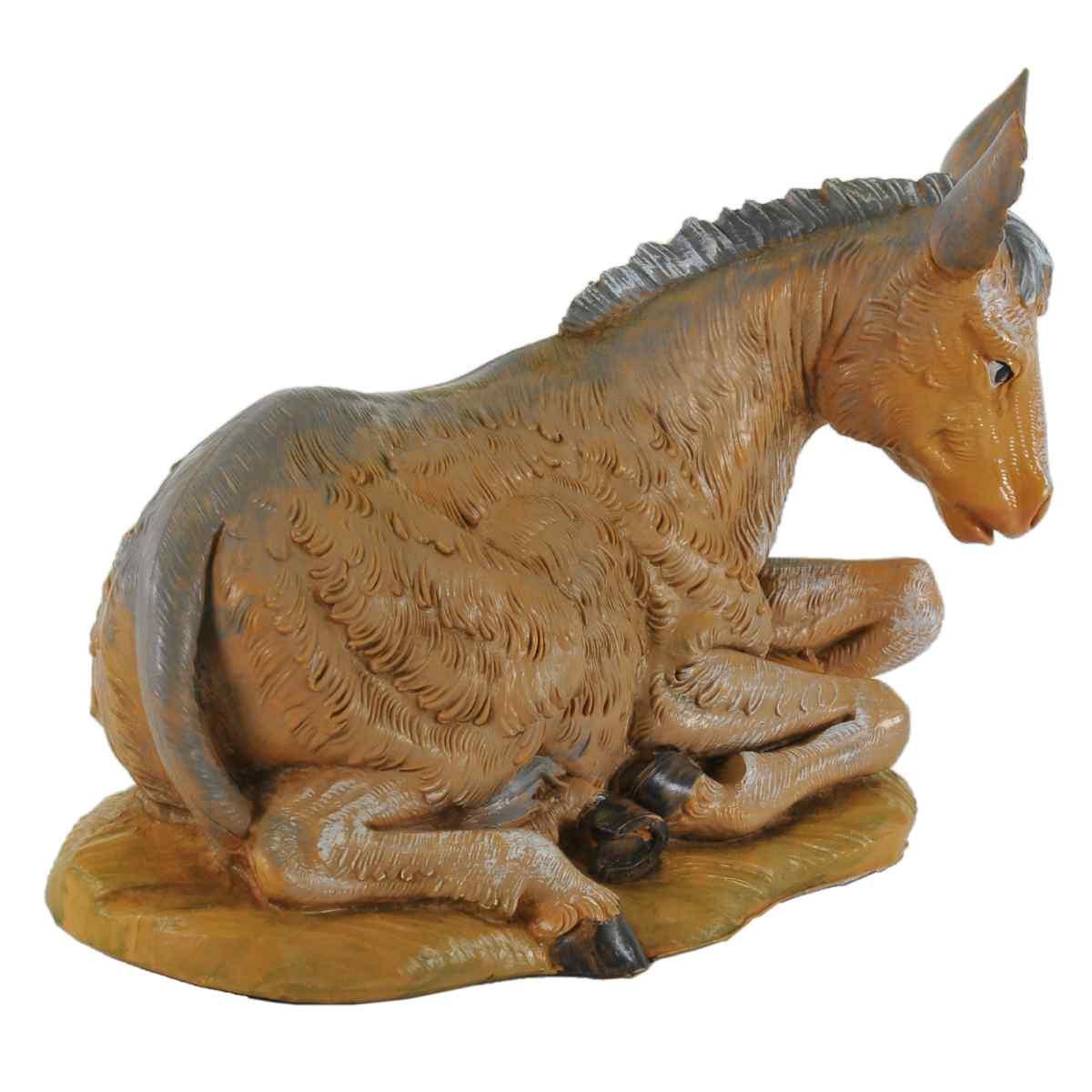 Statua presepe 30 cm asino sdraiato