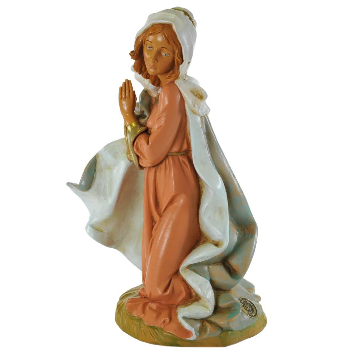 Statua presepe 30 cm madonna in ginocchio con mani giunte