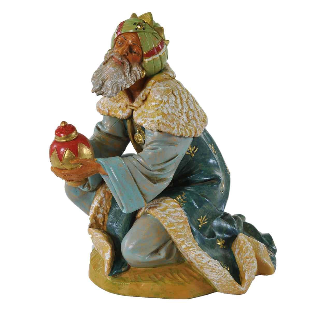 Statua cm.30 Re Magio Gaspare in Ginocchio cm.17,5x22xH23 | Fontanini