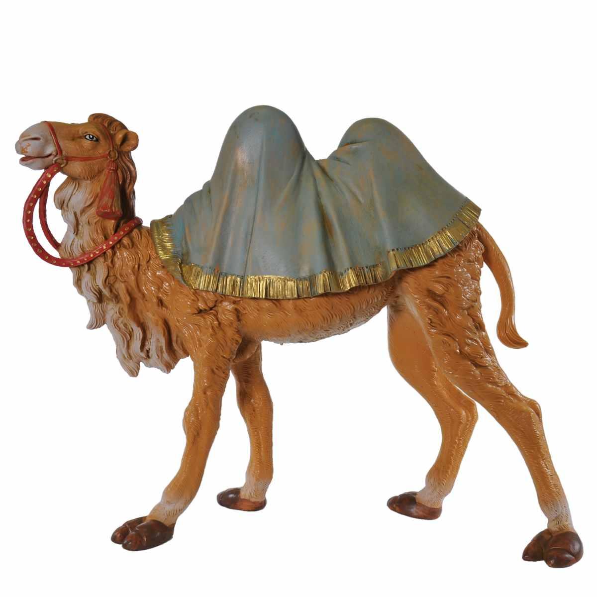 Statua presepe 30 cm cammello in piedi con coperta