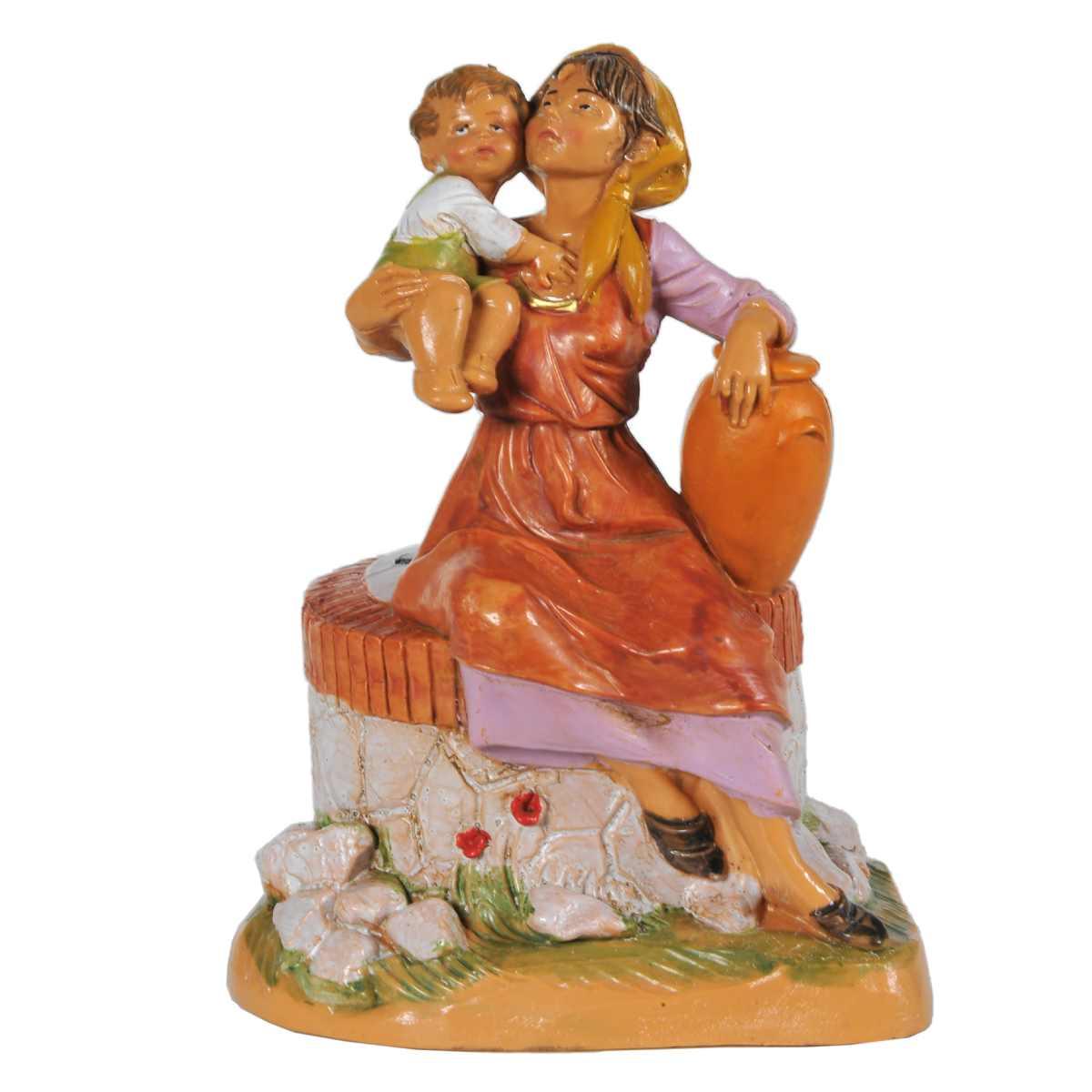 Statua cm.12 Ariel Donna al Pozzo con Bambino | Fontanini