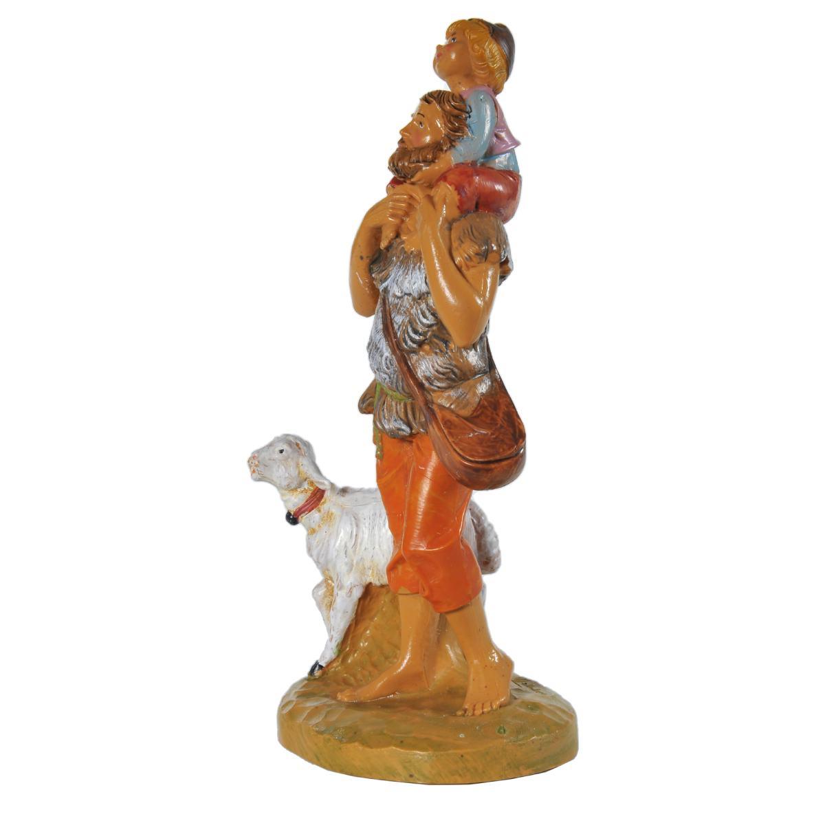 Statua cm.12 Jeshua e Adin Pastore con Bambino sulle Spalle | Fontanini