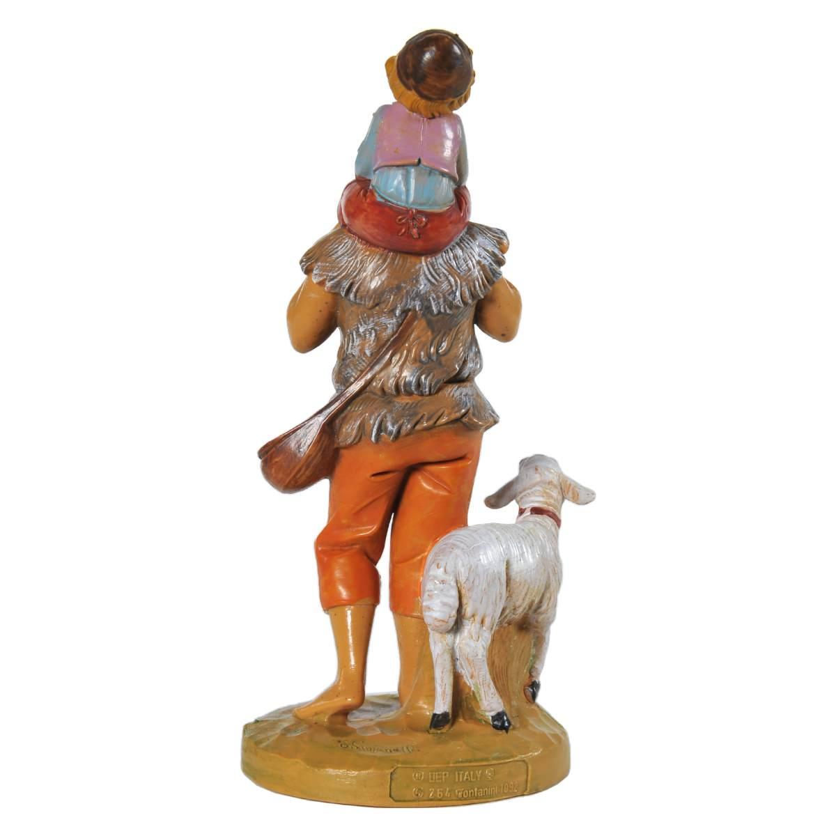 Statua cm.12 Jeshua e Adin Pastore con Bambino sulle Spalle | Fontanini