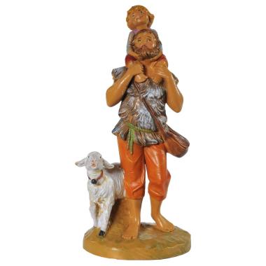 Statua Fontanini cm.12 Jeshua e Adin Pastore con Bambino sulle Spalle Edizione Limitata