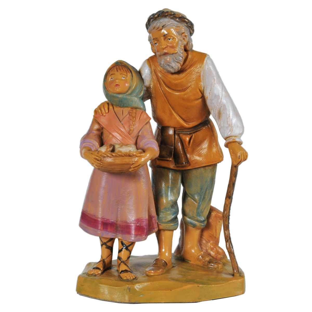 Statua presepe 12 cm vecchio con bambina edizione limitata