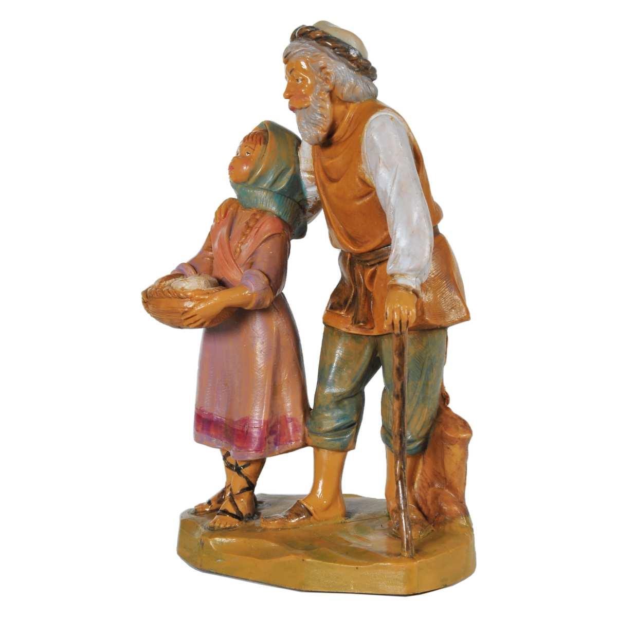 Statua presepe 12 cm vecchio con bambina edizione limitata