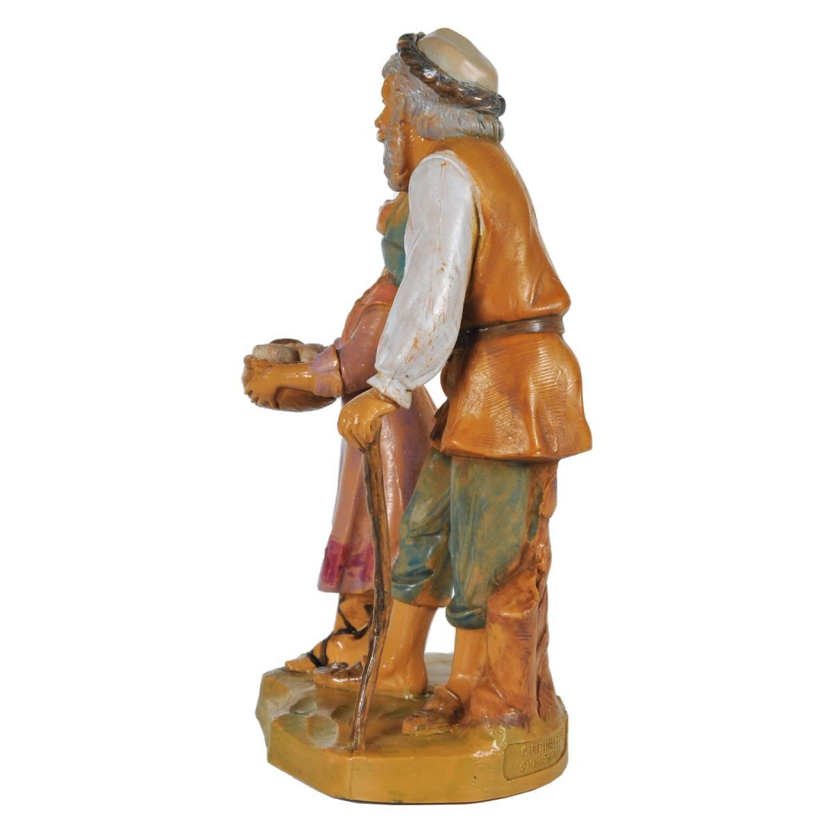 Statua presepe 12 cm vecchio con bambina edizione limitata