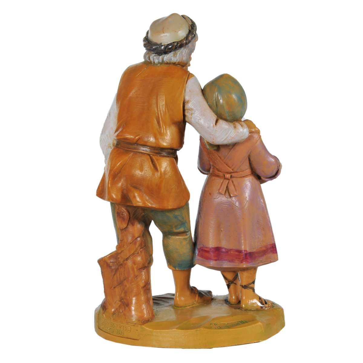 Statua presepe 12 cm vecchio con bambina edizione limitata