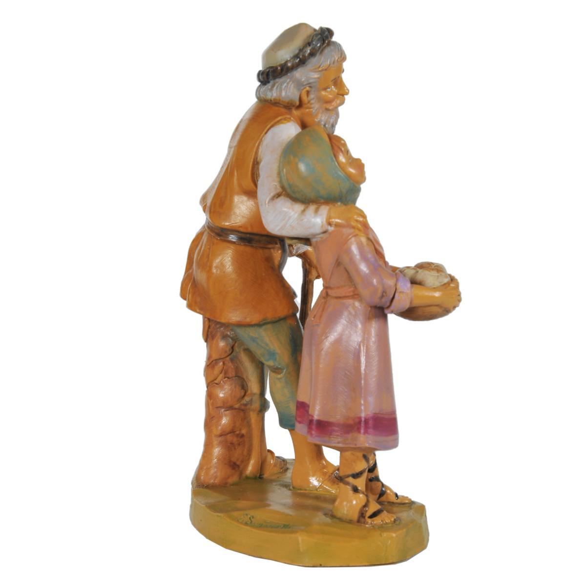 Statua presepe 12 cm vecchio con bambina edizione limitata