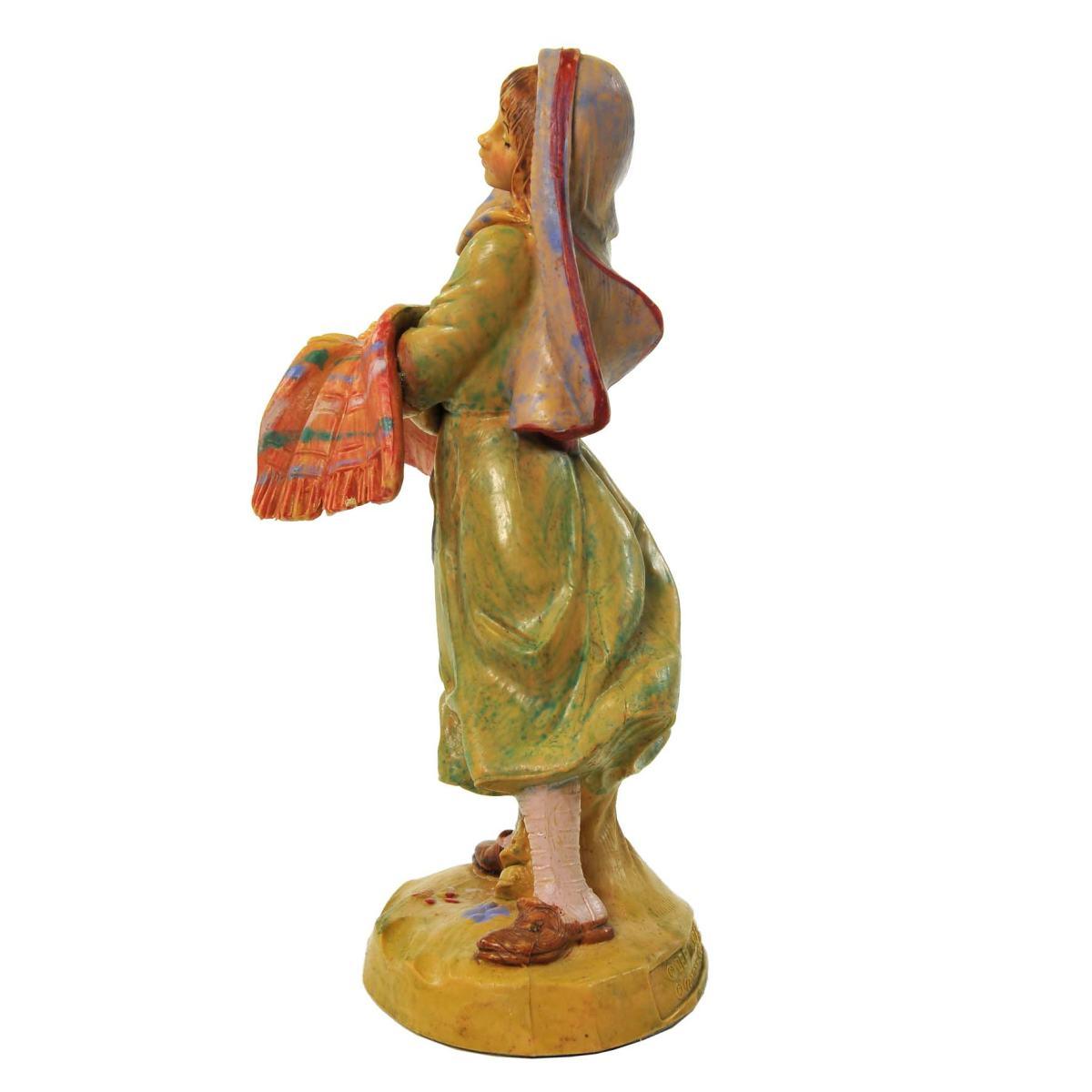 Statua presepe 12 cm pastorella gabriella con coperta