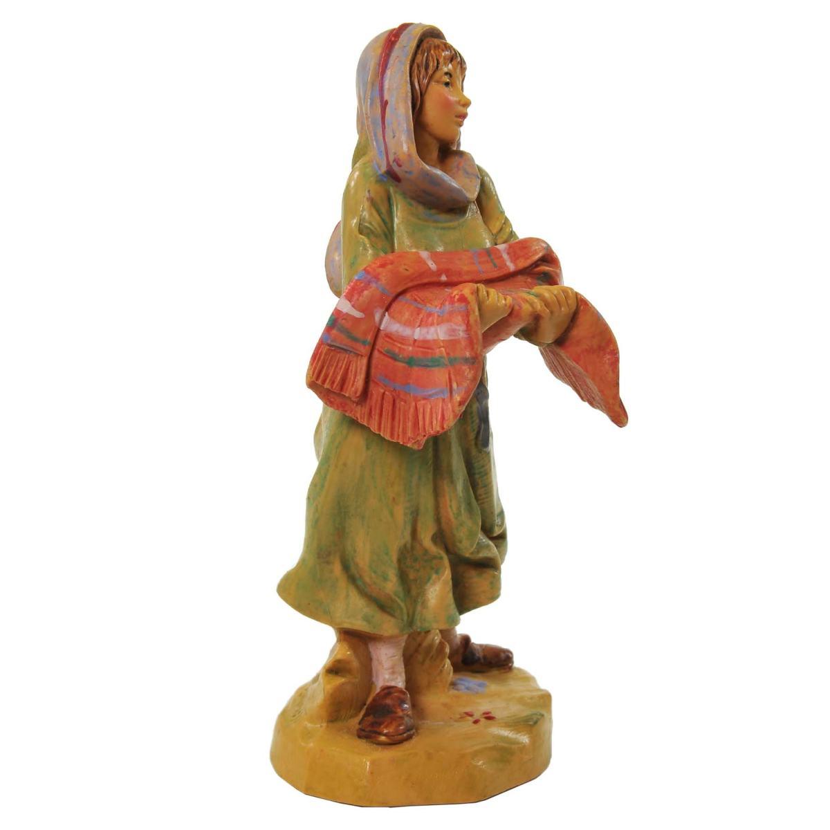 Statua presepe 12 cm pastorella gabriella con coperta