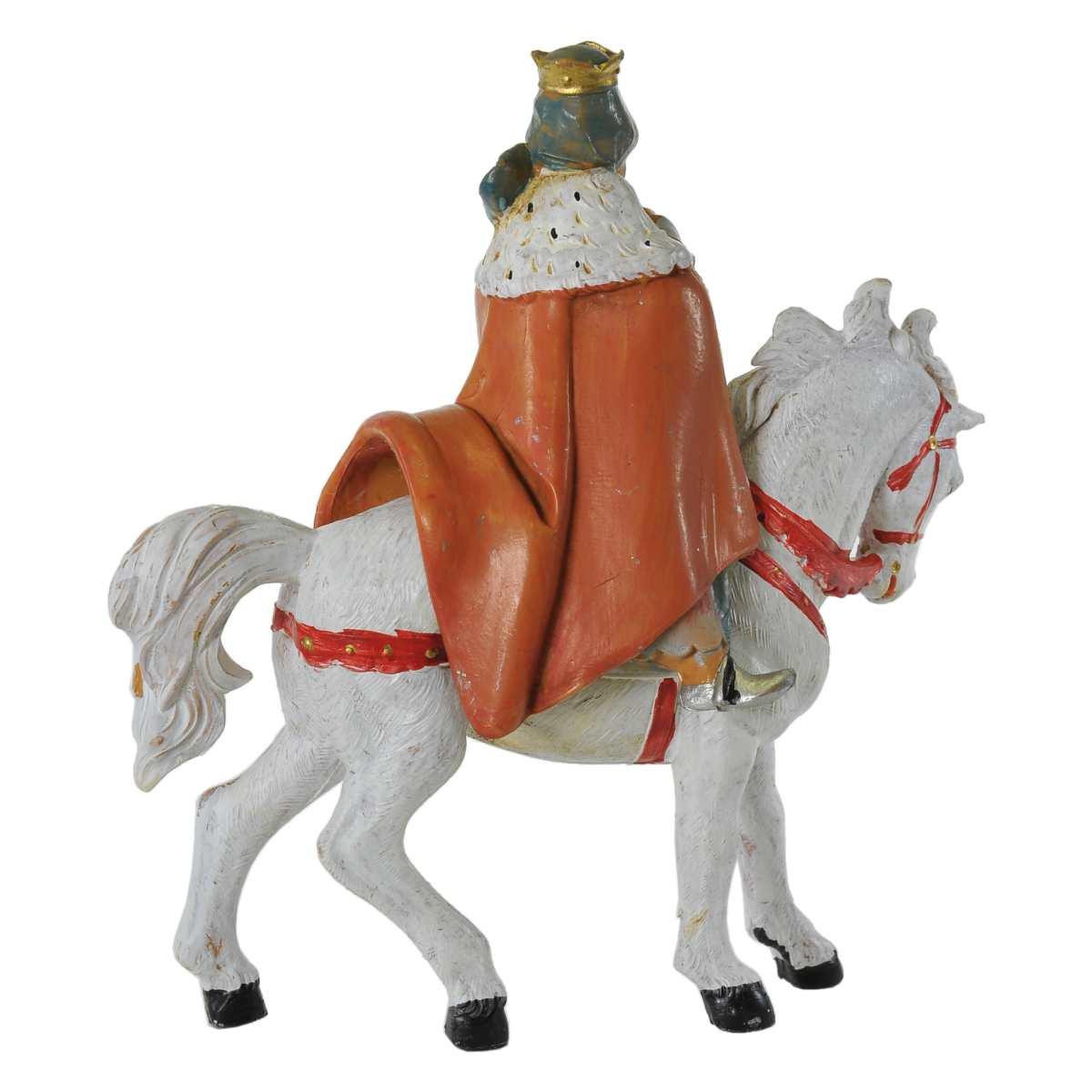 Statua presepe 12 cm re magio melchiorre con cavallo