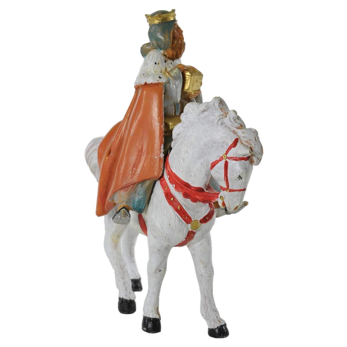Statua presepe 12 cm re magio melchiorre con cavallo