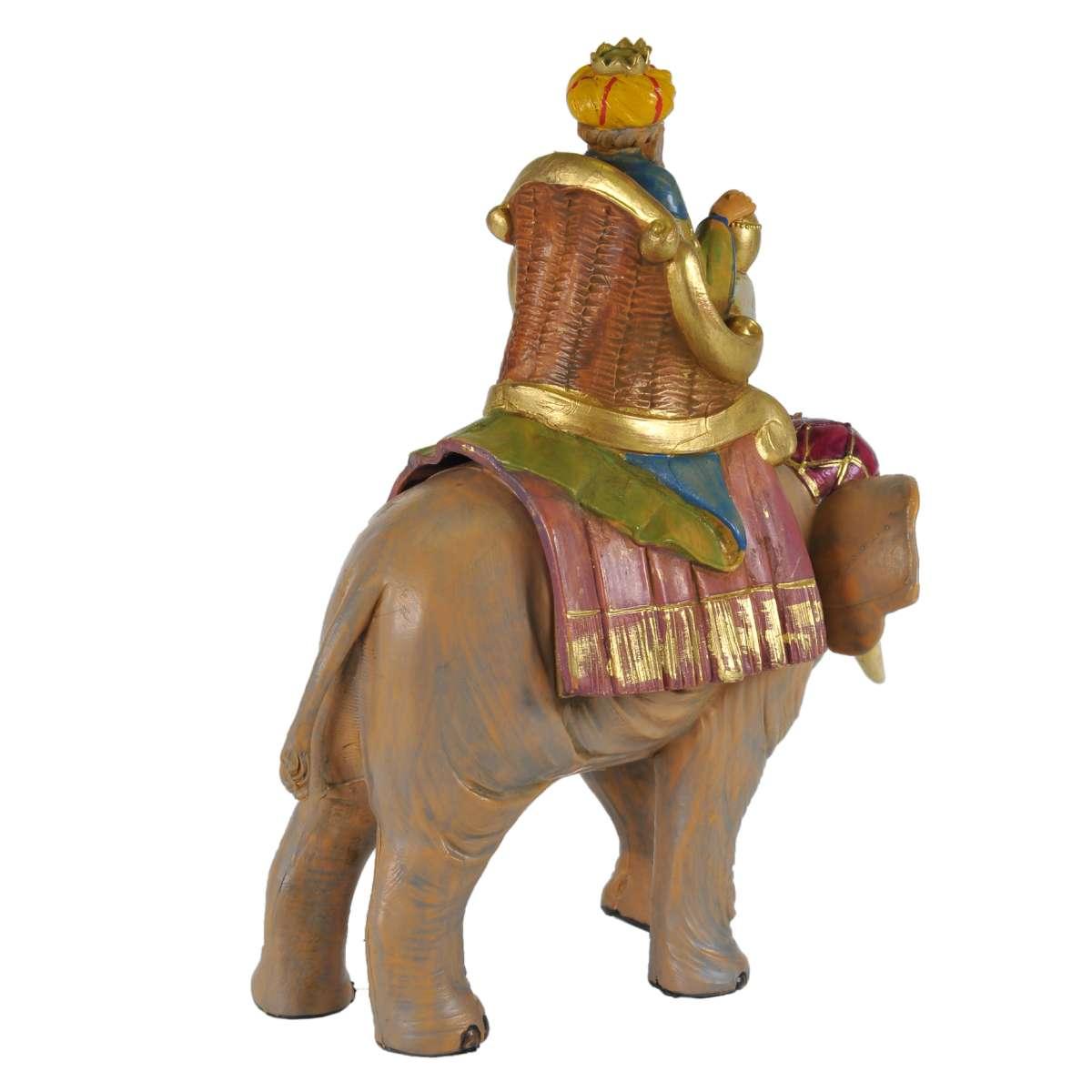 Statua cm.12 Re Magio Gaspare con Elefante cm.16x8xH17,5 | Fontanini