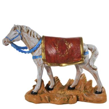 Statua Fontanini cm.19 Cavallo Bianco con Base