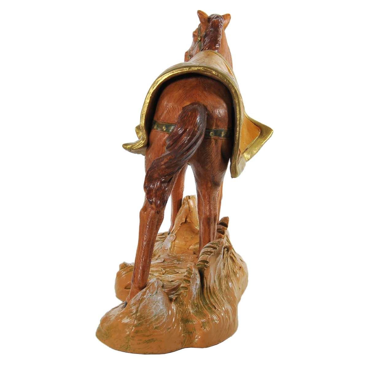 Statua presepe 19 cm cavallo marrone base