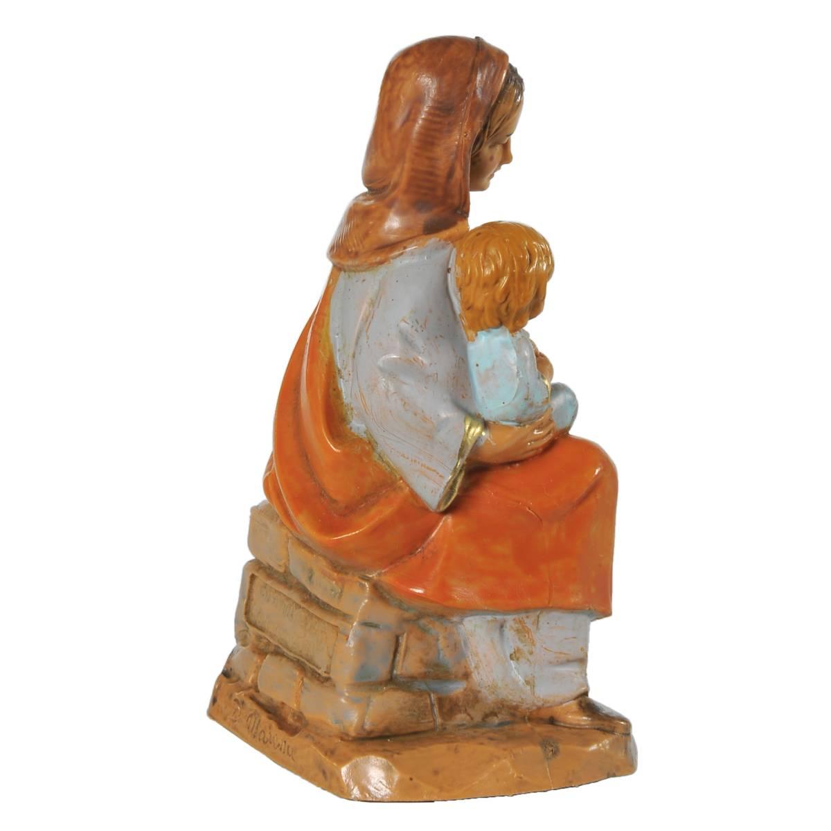 Statua cm.12 Ednah Donna Seduta con Bambino in Braccio | Fontanini