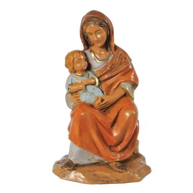 Statua cm.12 Ednah Donna Seduta con Bambino in Braccio | Fontanini
