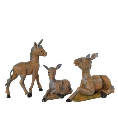 Fontanini Statuina Presepe Pastore Con Pecora Seduta 12 Cm - Figura Artigianale In Legno, Colore Bruno, Per Collezione E Decorazioni Natalizie