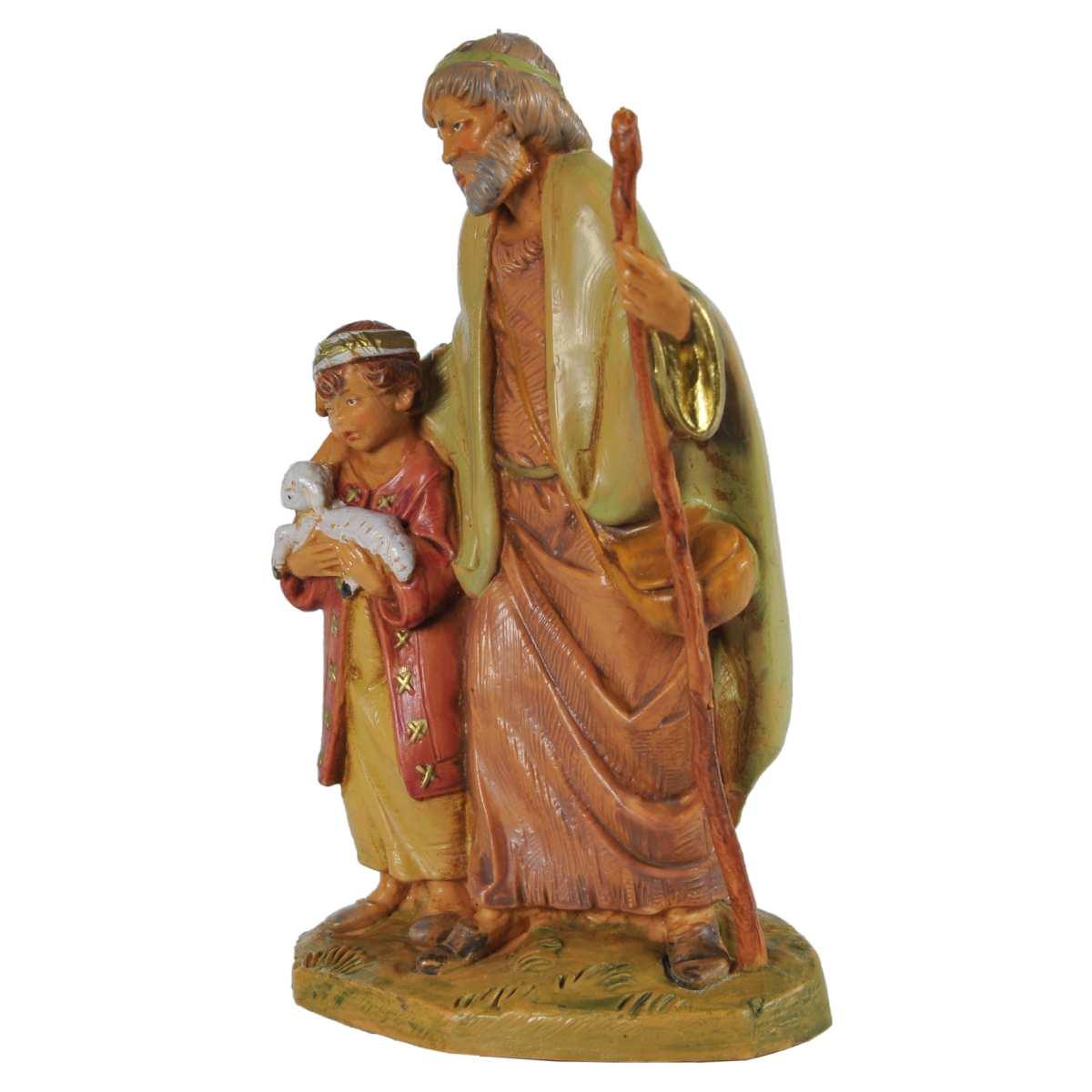 Statua cm.12 Papa e Misham Pastore con Bambino e Agnello | Fontanini