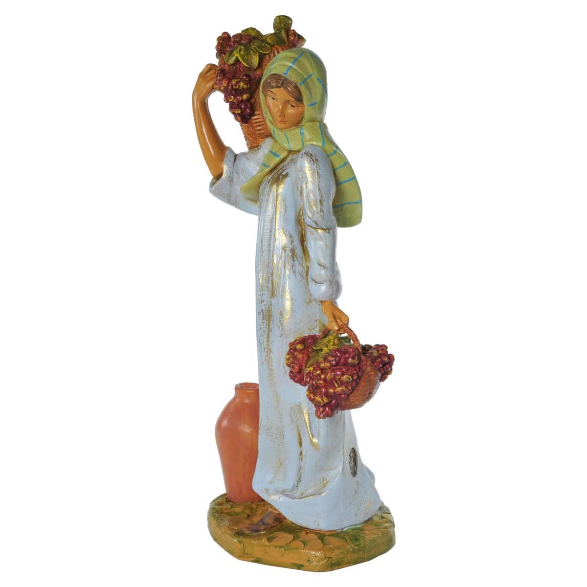 Statua cm.30 Pastorella con 2 Ceste di Frutta e Anfora | Fontanini