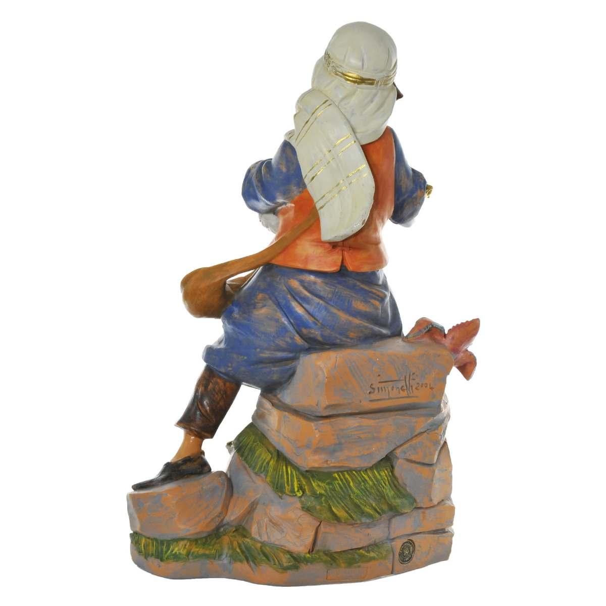 Statua cm.45 Pastore con Zampogna Seduto | Fontanini