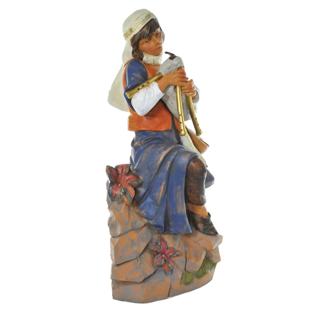 Statua cm.45 Pastore con Zampogna Seduto | Fontanini