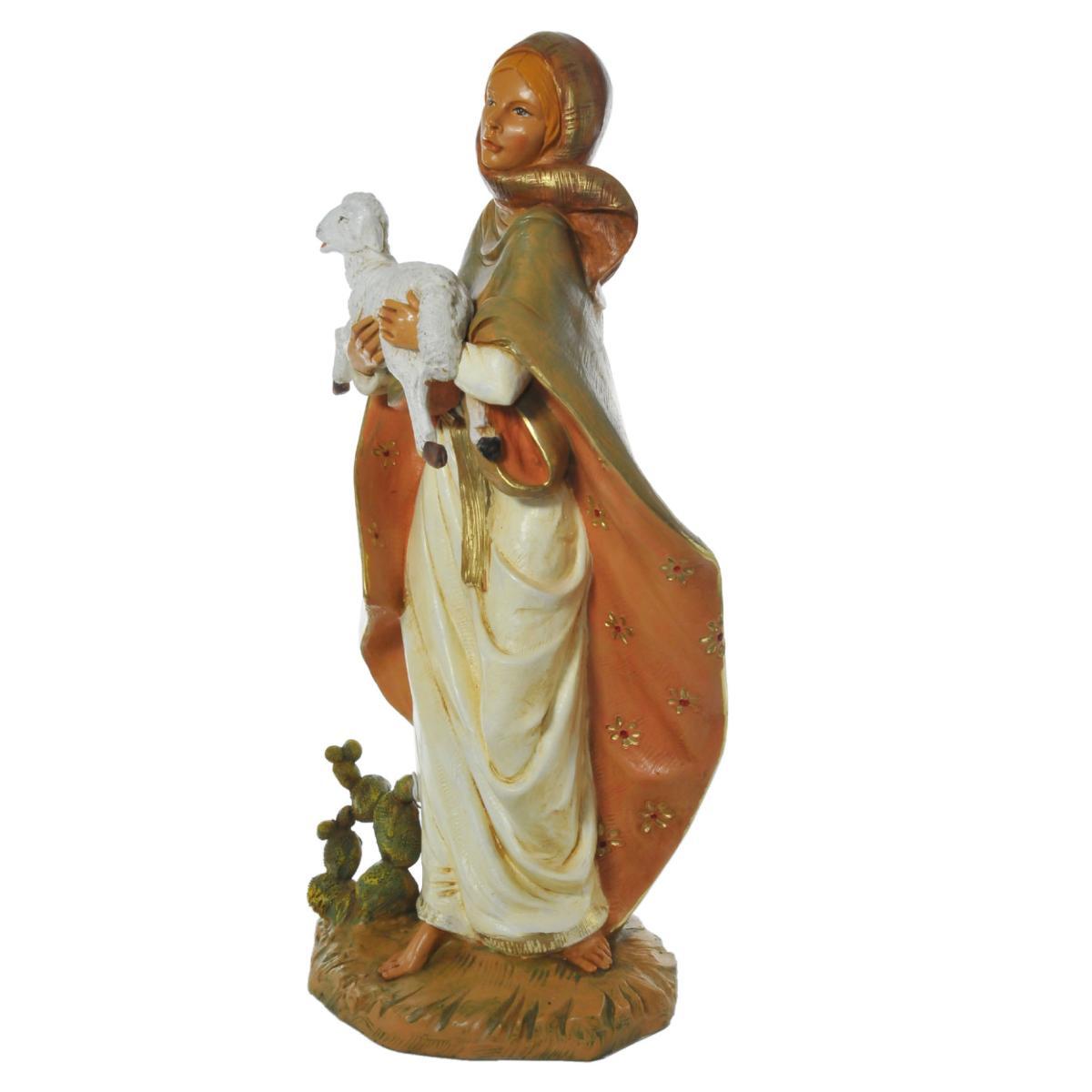 Statua cm.45 Pastorella con Agnello e Cactus | Fontanini