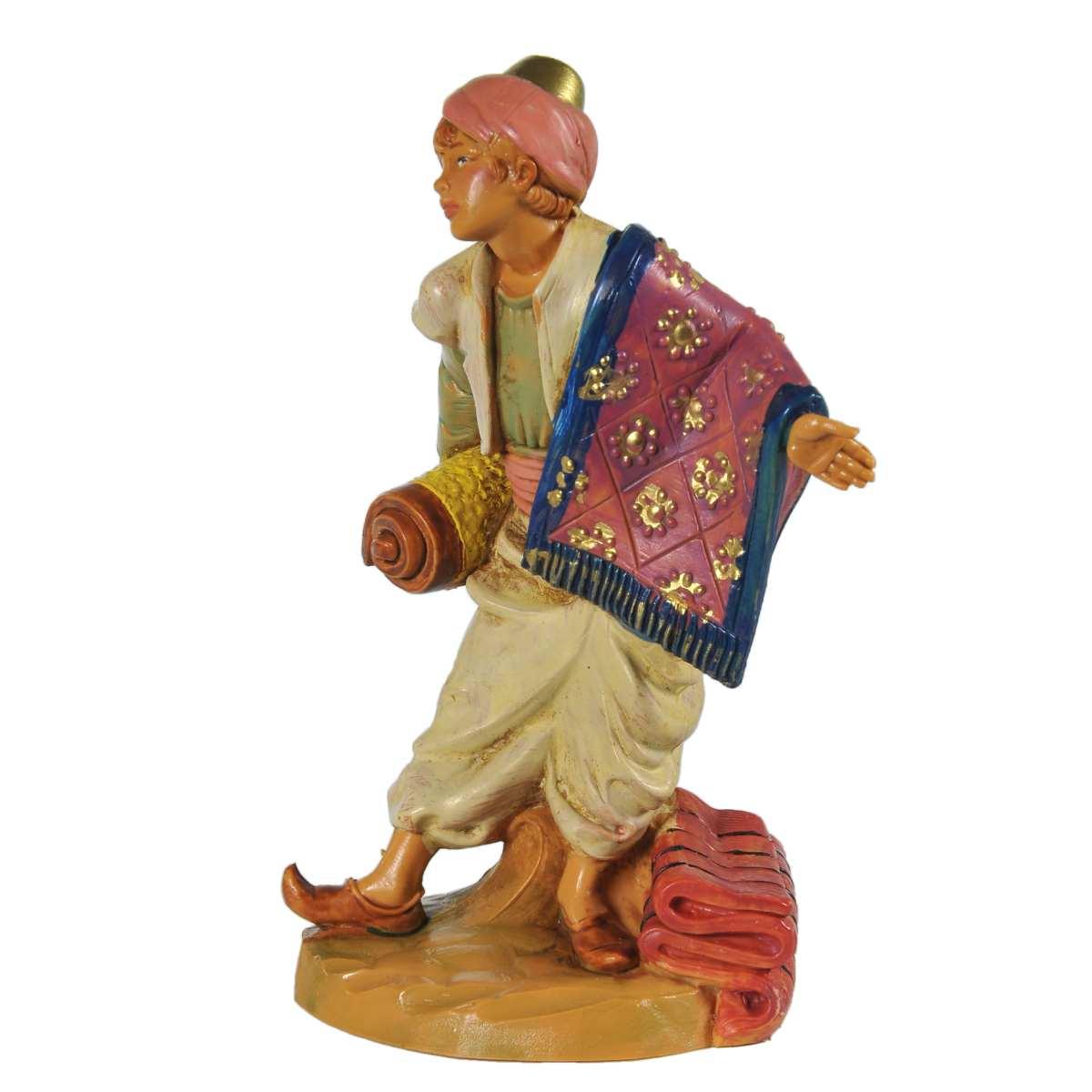 Statua presepe 12 cm pastore venditore di tappeti