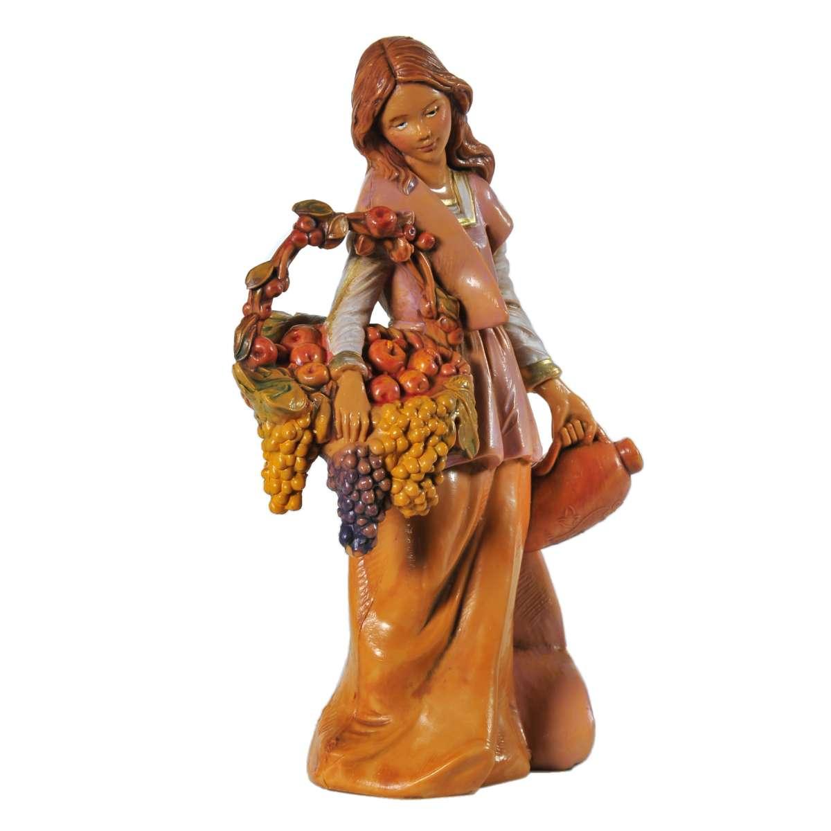 Statua cm.12 Pastorella con Cesta Frutta | Fontanini