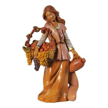 Statua cm.12 Pastorella con Cesta Frutta | Fontanini