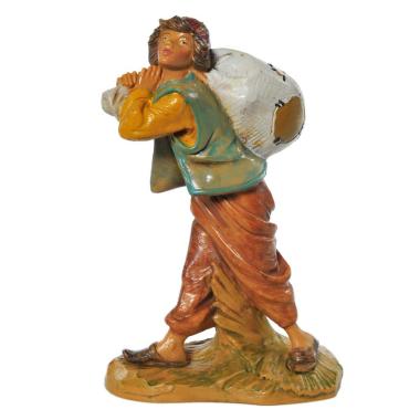 Statua Fontanini cm.12 Pastorello con Sacco sulle Spalle