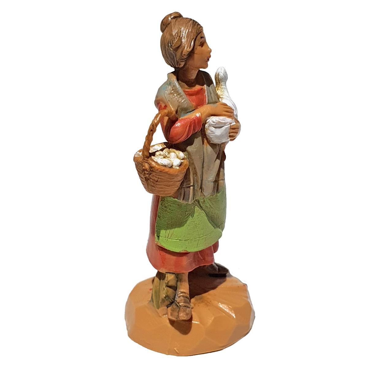 Statua cm.6,5 Pastorella con Papera in Braccio | Fontanini