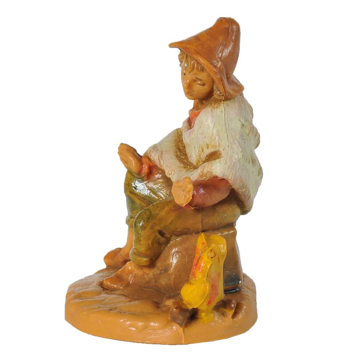 Statua cm.6,5 Pastore Seduto con Fuoco | Fontanini