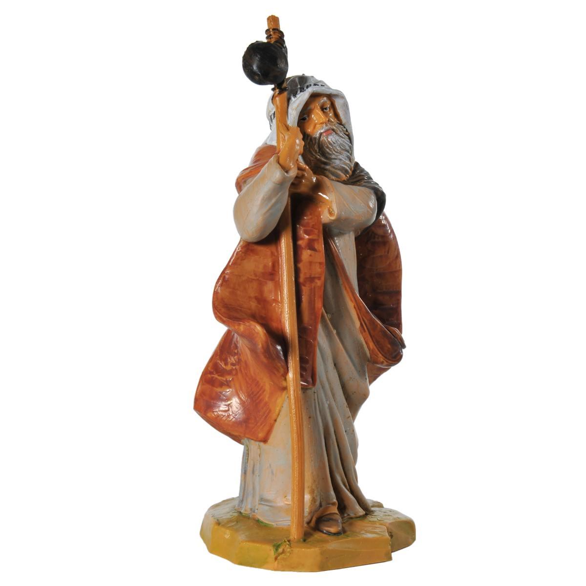 Statua presepe 12 cm pastore con bastone