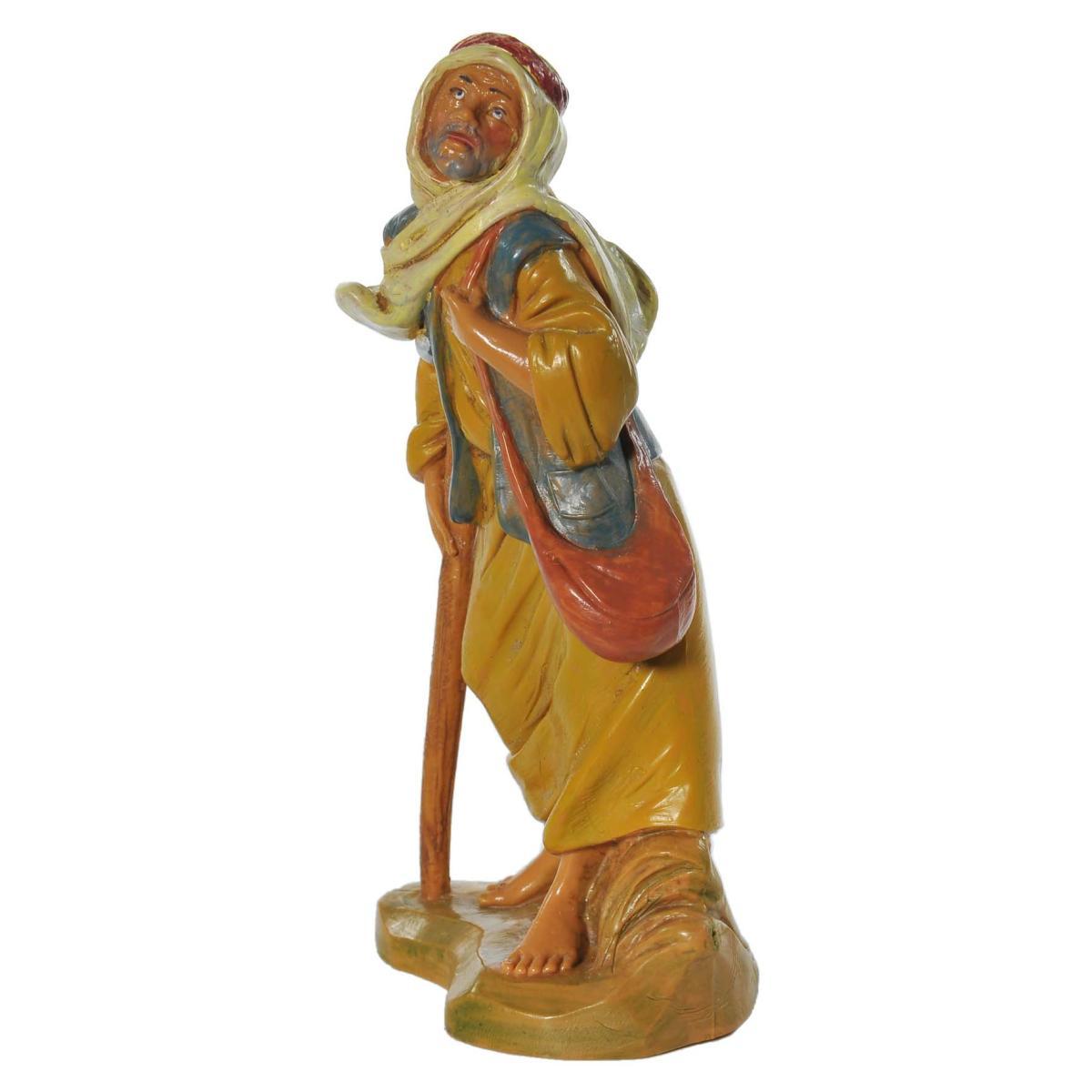 Statua presepe 12 cm pastore stampella