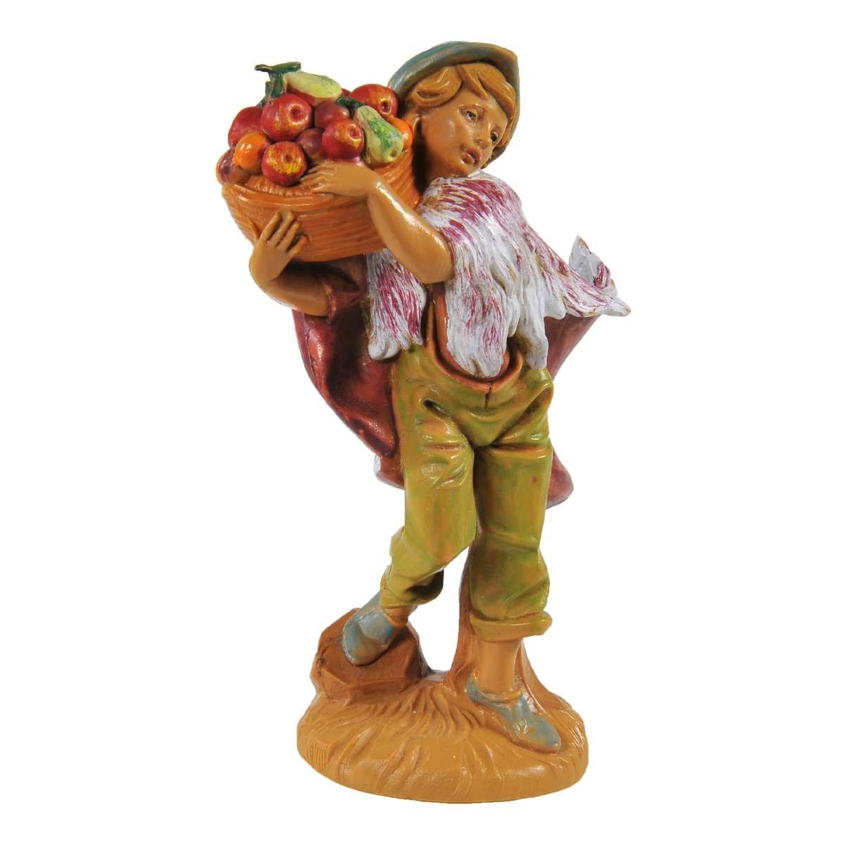 Statua cm.12 Pastore con Cesta di Frutta | Fontanini