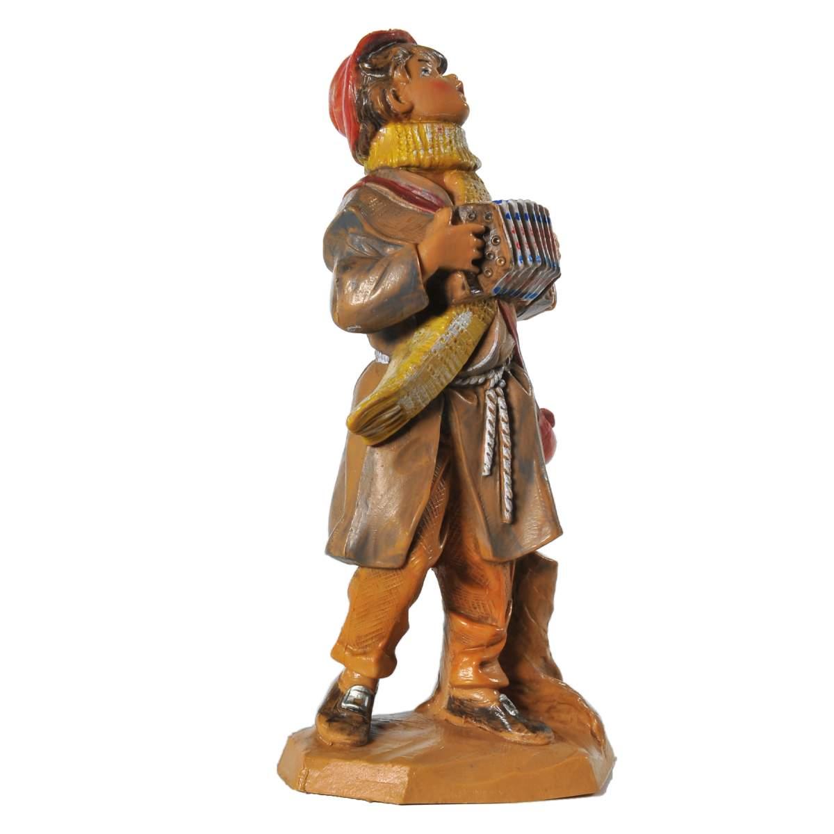 Statua presepe 12 cm pastore con fisarmonica