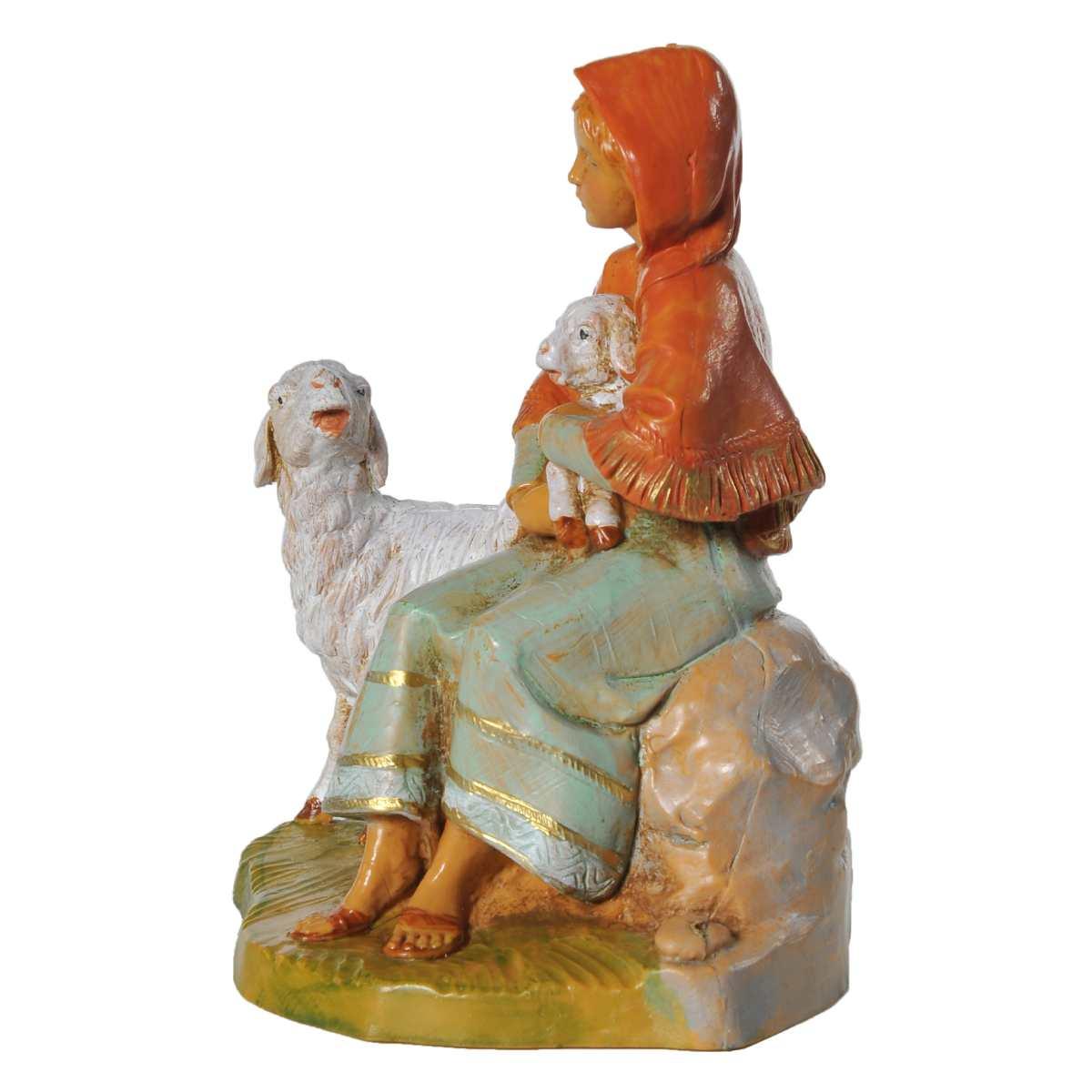 Statua cm.12 Pastorella Seduta con Pecore | Fontanini