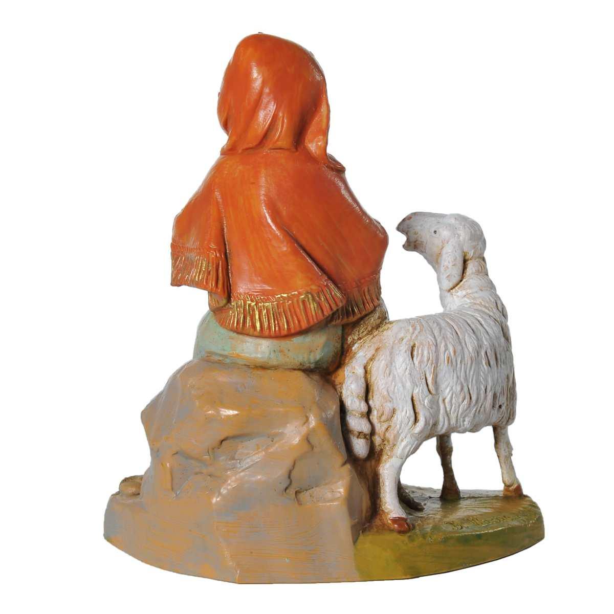Statua cm.12 Pastorella Seduta con Pecore | Fontanini