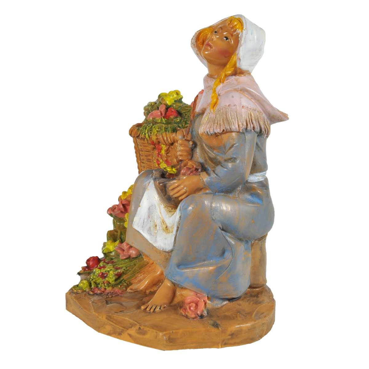 Statua cm.12 Pastorella con Vaso Fiori | Fontanini