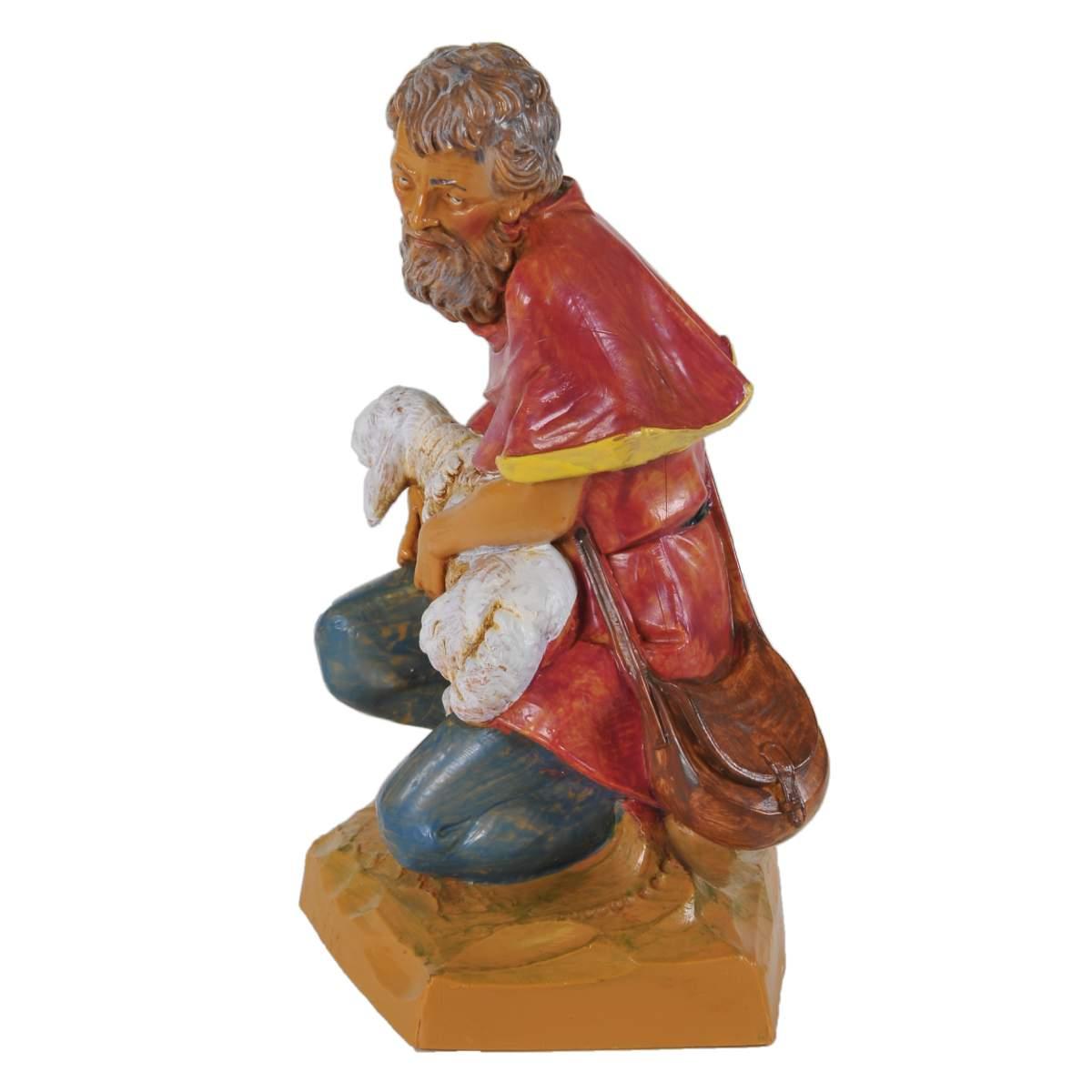 Statua Fontanini cm.19 Pastore Inginocchiato con Pecora