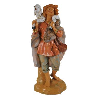 Statua Fontanini cm.19 Pastore con Pecora sulle Spalle