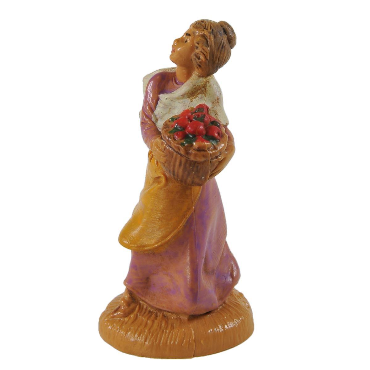 Statua cm.6,5 Pastorella con Cesta di Frutta | Fontanini