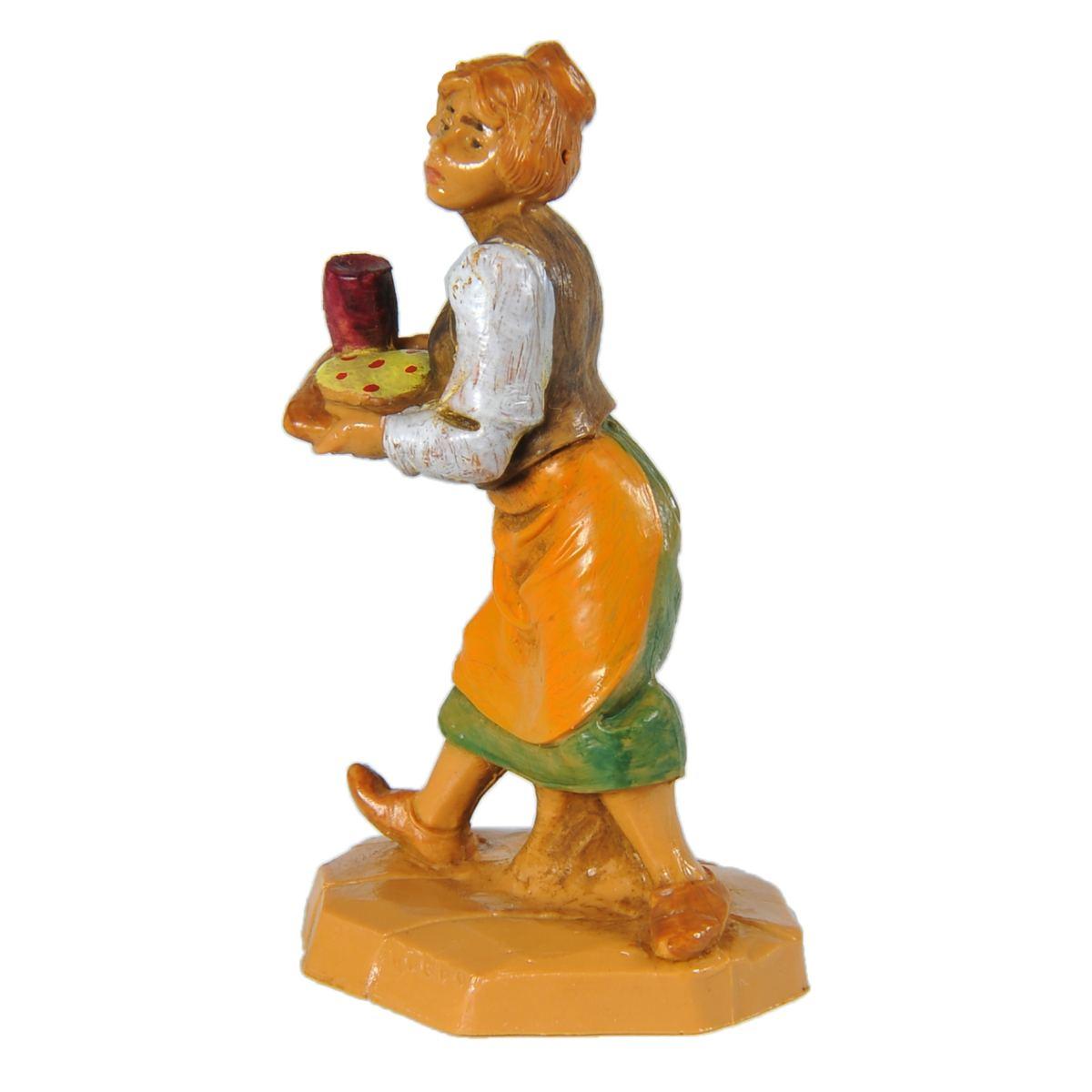 Statua cm.6,5 Pastorella con Vassoio | Fontanini