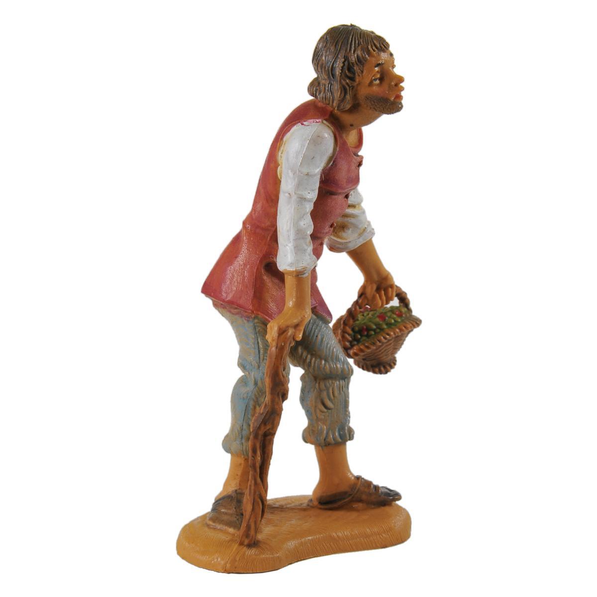 Statua cm.10 Pastore con Canestro di Frutta | Fontanini