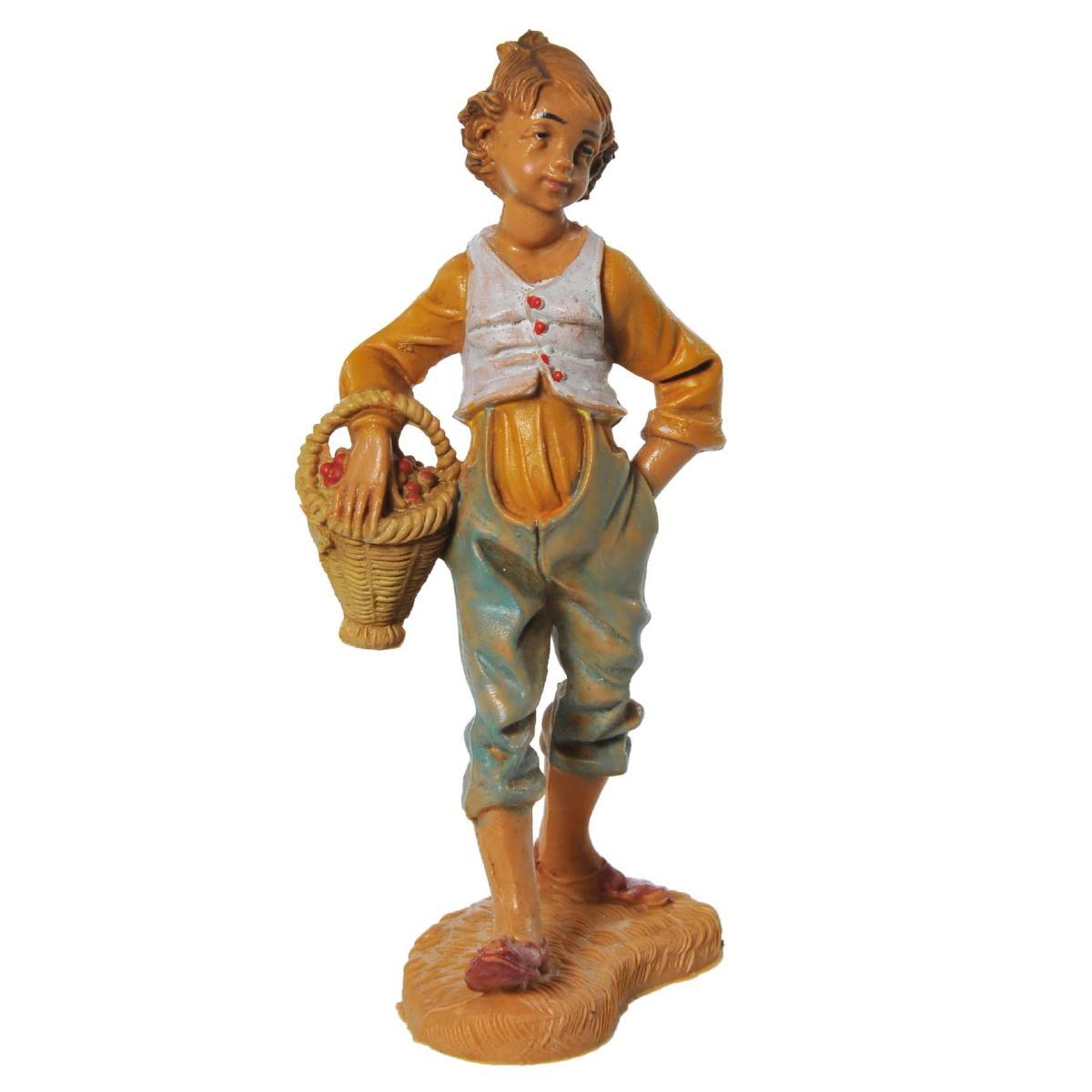 Statua cm.10 Pastore con Cesta | Fontanini