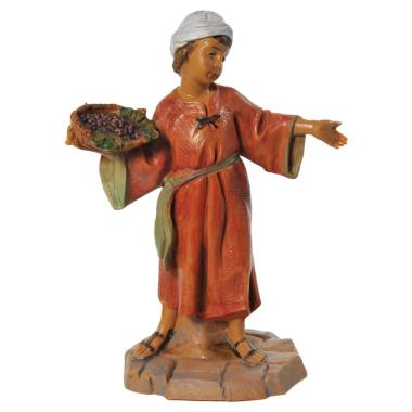 Statua Fontanini cm.12 Bambino con Cesta Uva